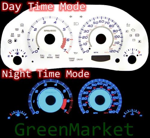 02-04 jeep liberty white face blue indiglo glow gauges