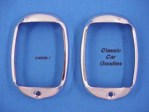 1937-1938 chevy tail light bezels (2) show chrome! brand new!