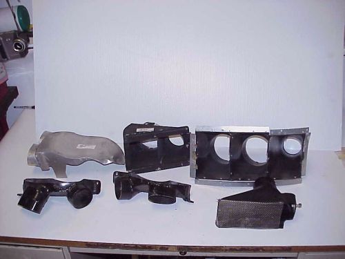 6 vintage plastic &amp; aluminum brake caliper fan ducts from a nascar team arca c2