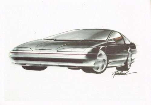 1989 ford thunderbird concept car artist rendering launch print........scarce!