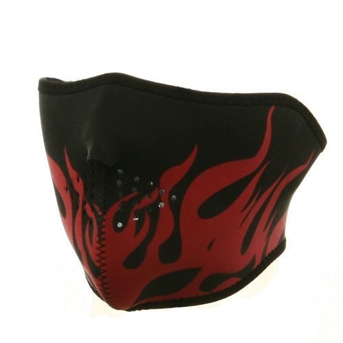 Red flames half neoprene motorcycle biker snow skiing boarding mobile face mask