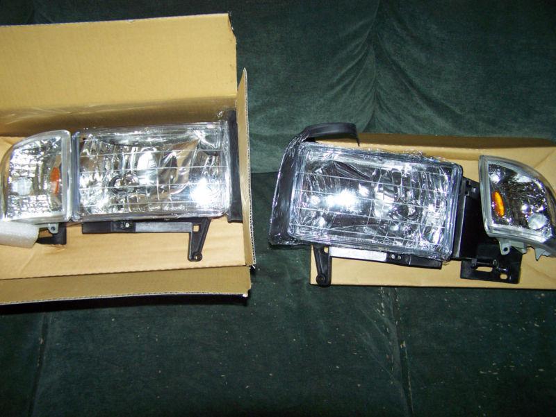 94- 01 dodge ram head lights & corner signal 4pcs set chrome 