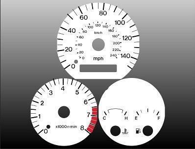 1998-1999 mazda 626 instrument cluster white face gauges 98-99