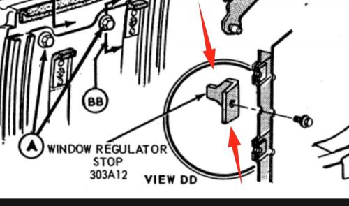1964 1965 1966 1967 1968 mustang convertible coupe quarter window regulator stop
