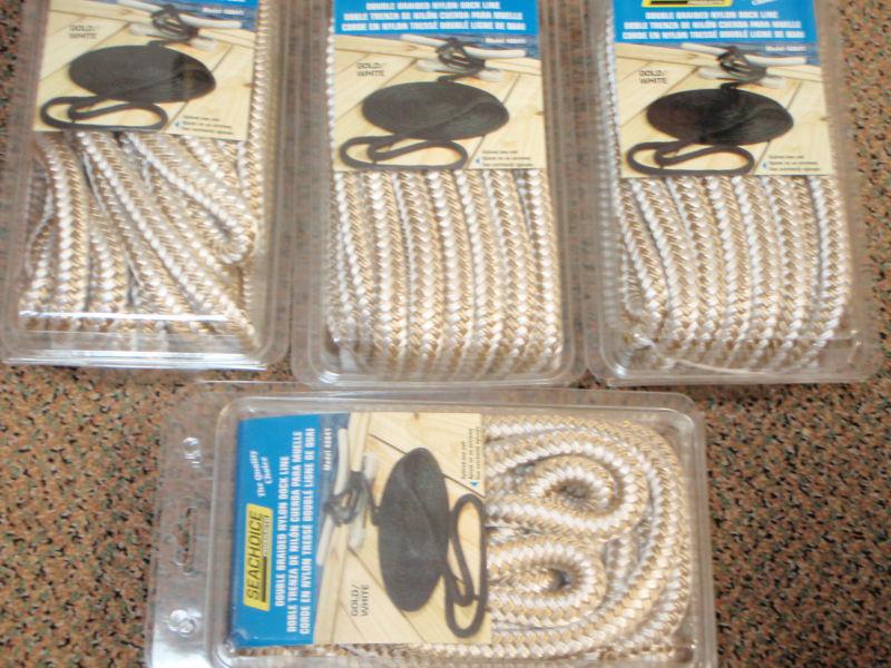 Dock line 1/2x25ft double braid gold white 40041 spliced 4 pac dockline nylon