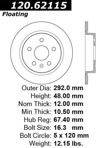 Centric 120.62115 rear brake rotor/disc-premium rotor-preferred