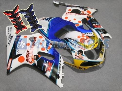 Free tank pad x2! inj fairing kit for suzuki gsx r 600 750  k1 01 02 03 gsxr am