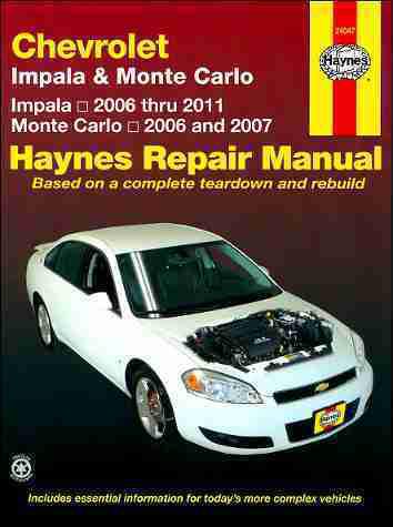 Impala & monte carlo repair shop & service manual 2006 2007 2008 2009 2010 2011