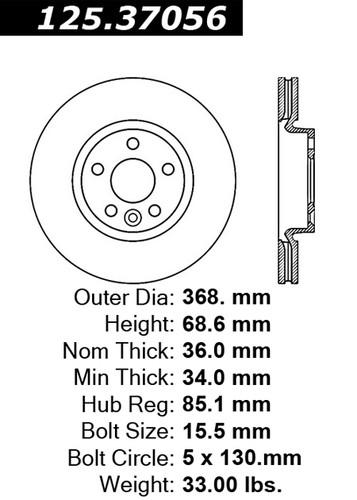 Centric 125.37056 front brake rotor/disc-high carbon rotor-preferred