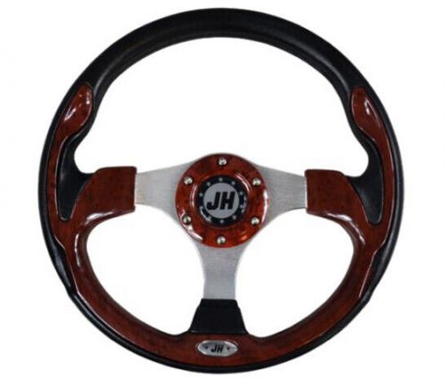 Deluxe steering wheel- dark wood grain for star classic golf cart