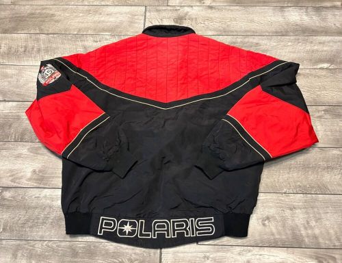 Vintage polaris snowmobile sled bomber racing jacket coat mens size x-large