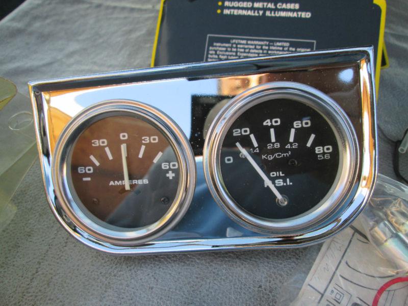 Nos vintage dixco amp and oil pressure 2'' gauge set up-complete ready to hookup