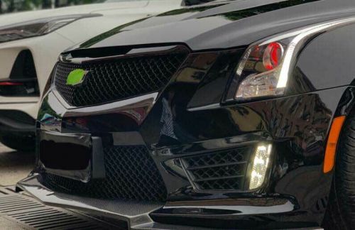 For cadillac ats-v 2013-19 paint black front center mesh grille grill cover trim