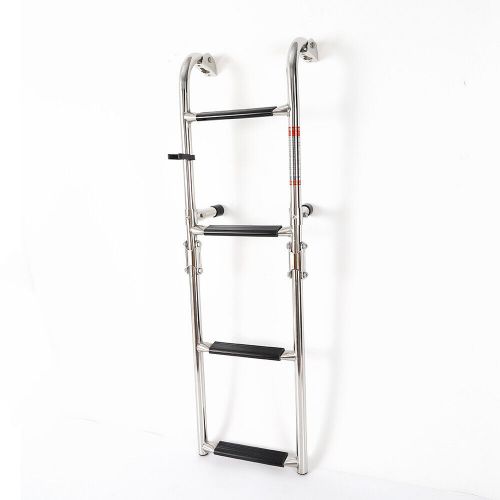 Foldable 2and2 ladder 4 step marine boat pontoon swimming platform stainless us