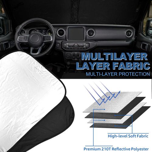 Custom for 2020-2023 jeep gladiator jt front windshield sun shade uv block cover