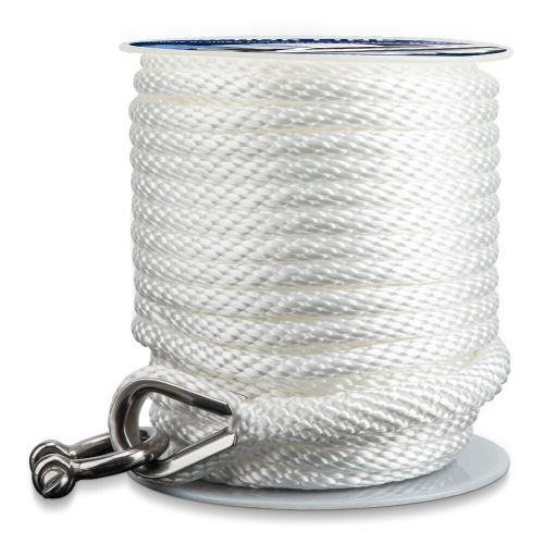 Anchor rope braided anchor line(white, 3/8&#034; x 100&#039;) premium solid braid mfp b...