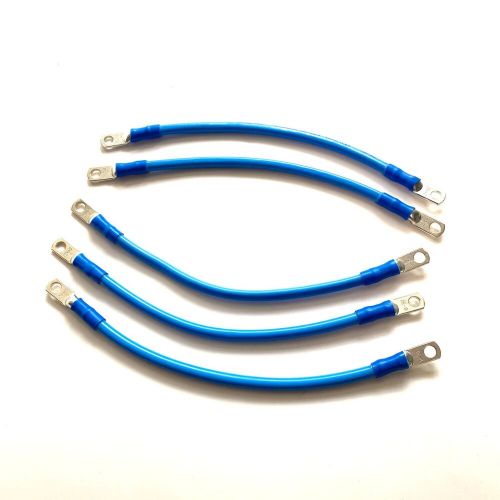 5 pcs - 4 awg hd golf cart battery cable 5 pc blue hd club car 1983-up set