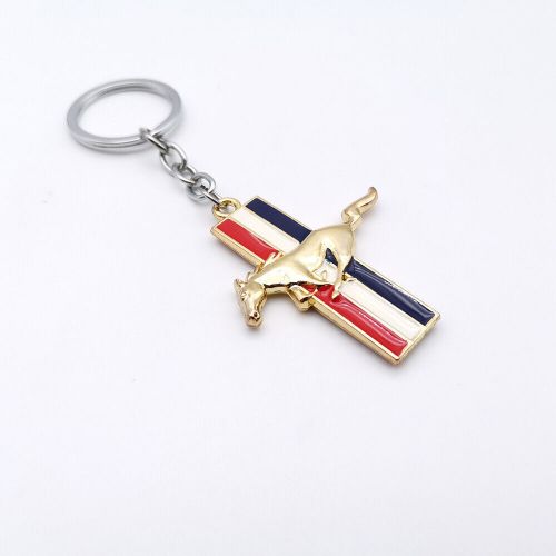 Gold horse metal keychain car key chain ring performance racing for ford mustang