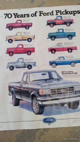 70 years ford pickups history rare(factory poster) car poster! own it! stunning!