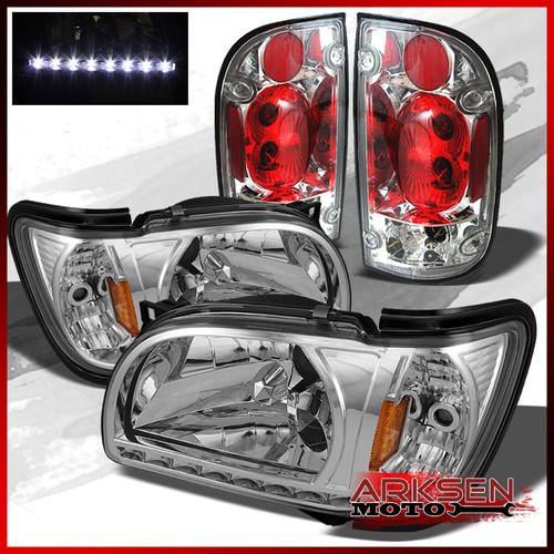 01-04 tacoma pickup drl led headlights 2in1+clear tail lights combo set new