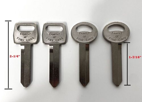 (set/4) blank keys for 1967-1993 ford - &#034;family of fine cars&#034; &amp; oval stamped