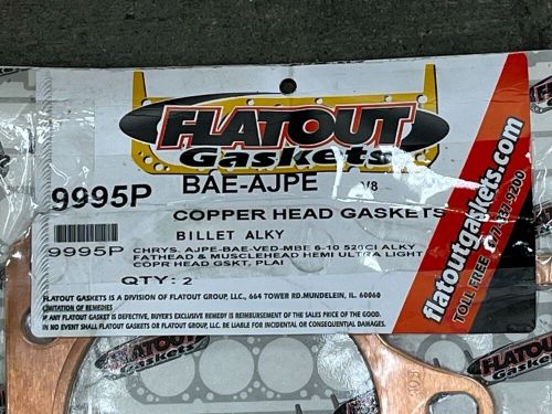 Head gaskets, copper, flatout, #9995p, .064 thick, 4.380 bore, ajpe,bae,mbe