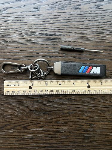 Bmw metal leather chunky keychain keyring car vehicle  with screw driver