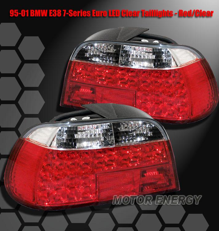 1995-2001 bmw e38 740i 740il 750i base sedan led altezza tail lights red/clear