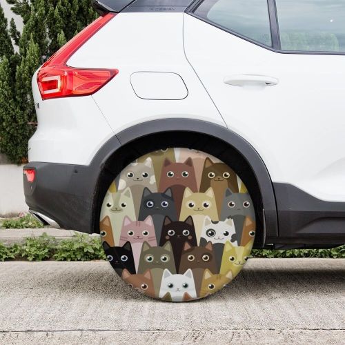 Fun cat cute colors kitty wheel cover waterproof dustproof sunscreen tire cover