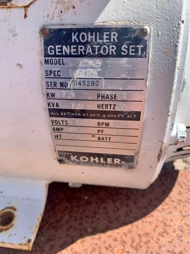 Kohler 7.5a27  / 7.5 kw  marine diesel generator runs perfect