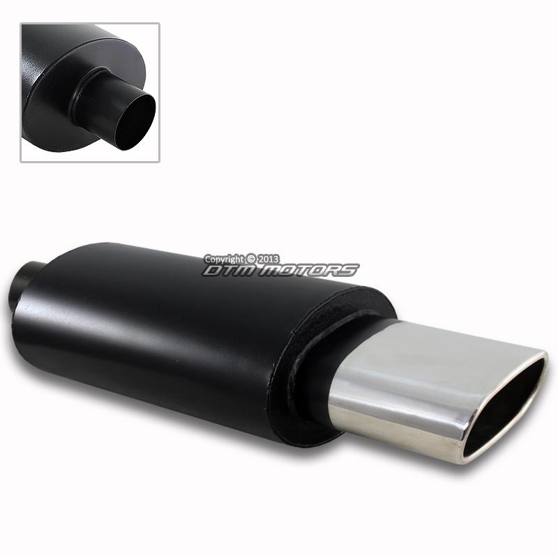 5.5" wide euro oval tip black ceramic coated weld-on muffler exhaust 2.5" inlet