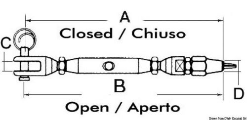 Osculati turnbuckle aisi 316 for parafil cable 7 mm