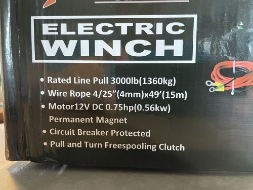 New electric 12v 3000lb 49’ cable winch kit atv/utv recovery towing kit