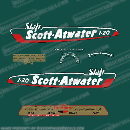 Fits scott atwater 7.5hp 1-20 model 503 outboard engine decal kit - 1950 - 1951