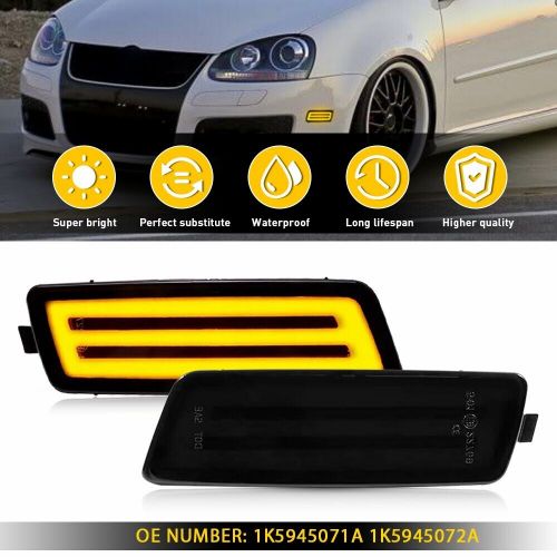 2x smoke lens front side marker light lamps amber led for mk5 golf gti jetta r32