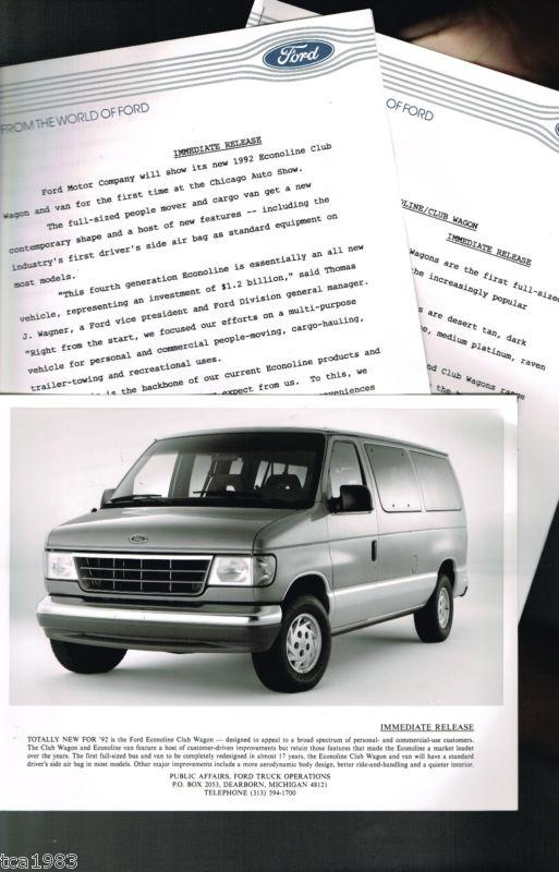 1991/1992 ford econoline van press kit photo,specifications for?brochure