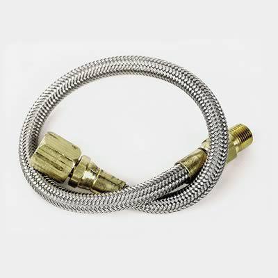 Longacre racing prod gauge line braided stainless -4an 60" l -4an 1/8" npt hose