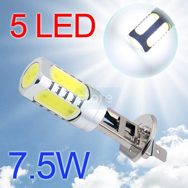 H1 high power 7.5w 5 led pure white fog head tail driving car light bulb lamp