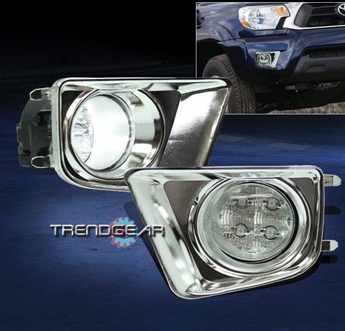 12-13 toyota tacoma bumper driving led fog light+chrome cover+harness+switch kit