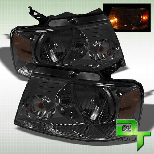 04-08 f150 f-150 crystal smoked headlights lamps lights left+right pickup truck