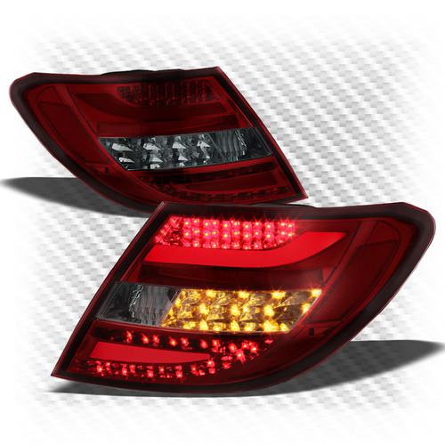 08-10 w204 c-class red smoked philips-led perform tail lights rear lamps upgrade