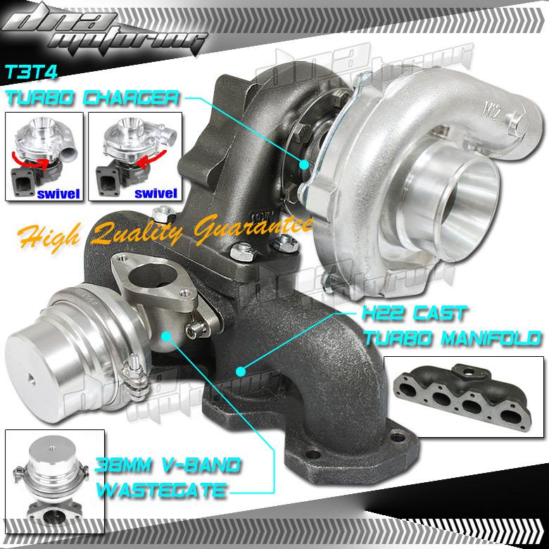 T3 turbocharger+h22 cast turbo manifold+38mm wastegate