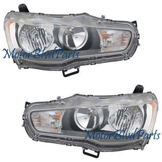 08-09 mitsubishi lancer headlights headlamps lh+rh set