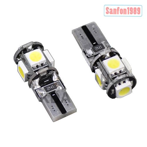 2x white t10 wedge 5-smd 5050 194 147 152 led light bulb canbus error free #sb5