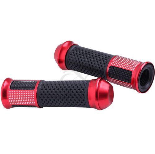 7/8" motorcycle handle bar hand grip rubber gels for sports bike + bar end red