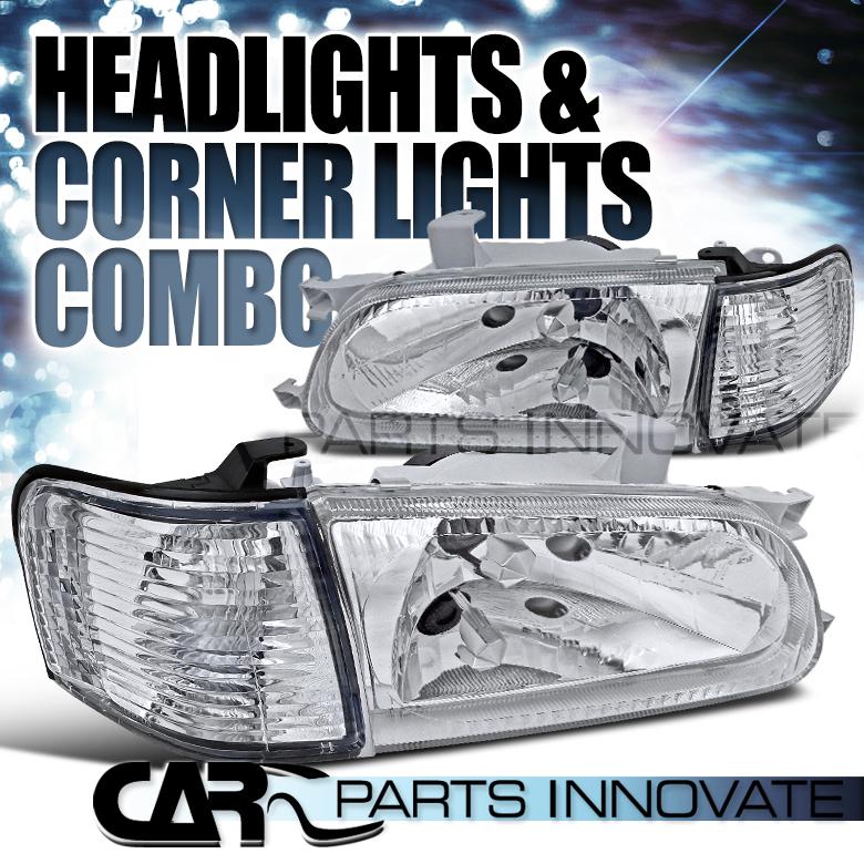 97-99 toyota tercel chrome clear headlights+corner signal lamps