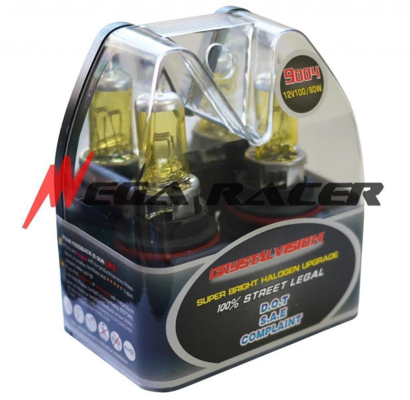 M box 9004-hb1 yellow 100/80w halogen headlight lamp 2 x bulb #ba1 high/low beam