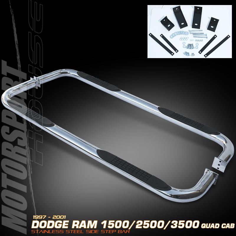 97-02 dodge ram 2500 3500 quad cab side step nerf bars running boards pair l+r