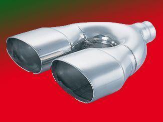 Slanted oval double end exhaust muffler tip 2.25" inlet