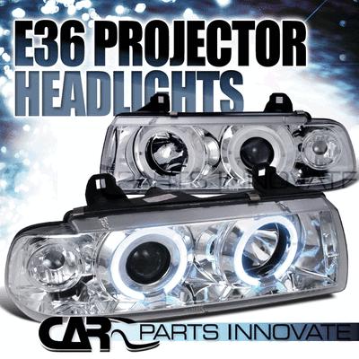 1992-1998 bmw e36 2/4dr coupe sedan angel eye chrome projector headlights